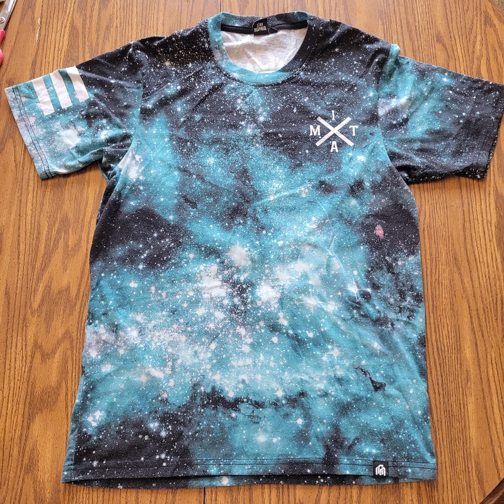 Men's EDM Into The AM Festival Rave Tee Celestial Stars Size Small